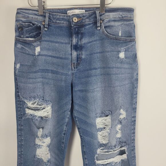 Kancan Jeans 29 Womens High Rise Straight Leg Raw Hem Distressed Ankle Length - Picture 2 of 10